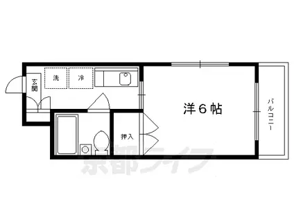 京都市烏丸線 北大路駅 徒歩10分 5階建 築44年(1K/3階)の間取り写真