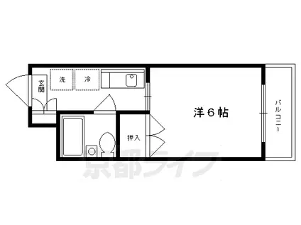 京都市烏丸線 北大路駅 徒歩10分 5階建 築44年(1K/5階)の間取り写真