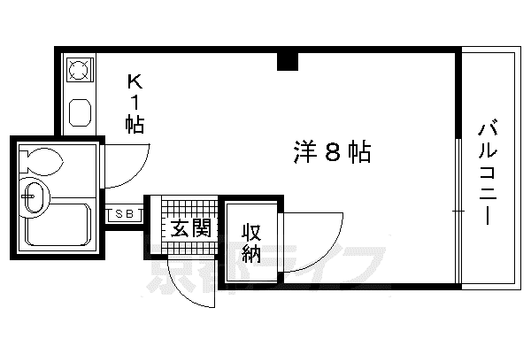 京都市烏丸線 北大路駅 徒歩22分 4階建 築45年(ワンルーム/4階)の間取り写真