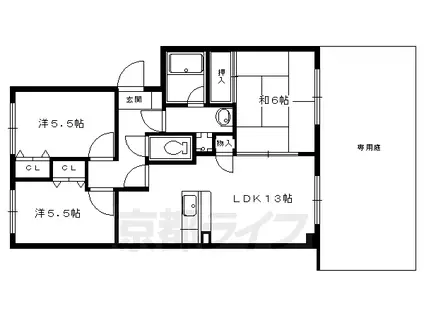 京都市烏丸線 北山駅(京都) 徒歩13分 2階建 築22年(3LDK/1階)の間取り写真