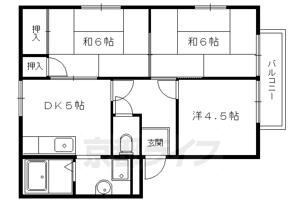 フレグランス北白川(3DK/2階)の間取り写真