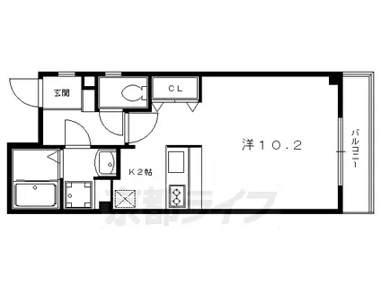 京阪電気鉄道鴨東線 神宮丸太町駅 徒歩7分 3階建 築22年(1K/2階)の間取り写真