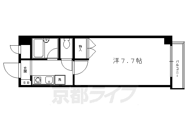 DETOM-1千本智恵光院PART2(1K/4階)の間取り写真