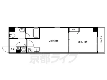 BOULOGNE御所東(1LDK/3階)の間取り写真