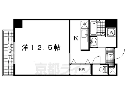 京都市烏丸線 今出川駅 徒歩10分 6階建 築24年(1K/3階)の間取り写真