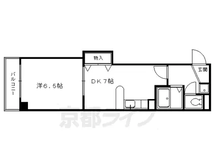 京阪電気鉄道鴨東線 出町柳駅 徒歩4分 7階建 築29年(1DK/7階)の間取り写真