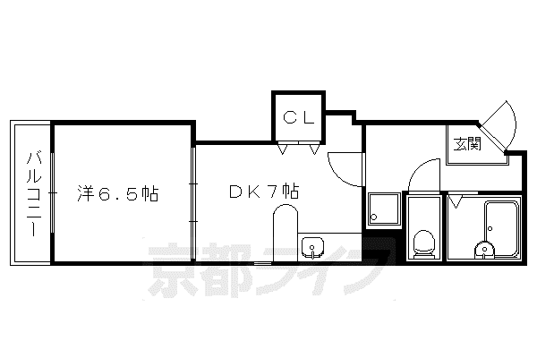 京阪電気鉄道鴨東線 出町柳駅 徒歩4分 7階建 築29年(1DK/6階)の間取り写真