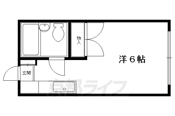 京福北野線 北野白梅町駅 徒歩8分 2階建 築58年(1K/2階)の間取り写真