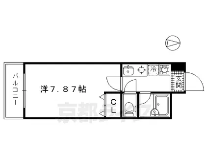 京都市烏丸線 北山駅(京都) 徒歩24分 4階建 築29年(1K/2階)の間取り写真