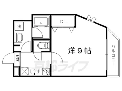 京都市烏丸線 北大路駅 徒歩18分 4階建 築23年(1K/4階)の間取り写真