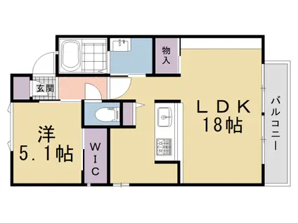 京都市烏丸線 北山駅(京都) 徒歩10分 2階建 築37年(1LDK/2階)の間取り写真