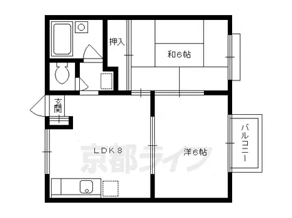 叡山電鉄 京都精華大前駅 徒歩4分 2階建 築39年(2LDK/1階)の間取り写真
