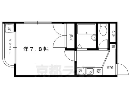 京都市烏丸線 北大路駅 徒歩10分 6階建 築31年(1K/2階)の間取り写真