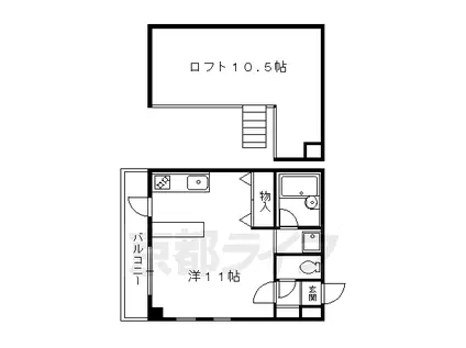 叡山電鉄 宝ケ池駅 徒歩9分 2階建 築36年(ワンルーム/1階)の間取り写真
