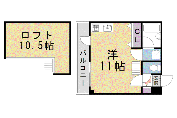 ロフティ松ヶ崎(ワンルーム/1階)の間取り写真