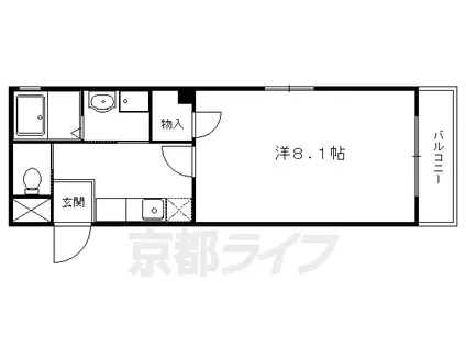 京都市烏丸線 北山駅(京都) 徒歩13分 5階建 築22年(1K/5階)の間取り写真