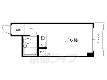 京都市烏丸線 鞍馬口駅 徒歩2分 5階建 築46年(ワンルーム/2階)の間取り写真