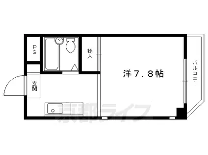 京都市烏丸線 北山駅(京都) 徒歩5分 4階建 築33年(1K/4階)の間取り写真