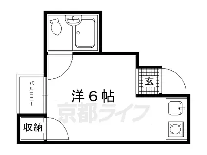 京都市烏丸線 今出川駅 徒歩4分 5階建 築42年(1K/5階)の間取り写真