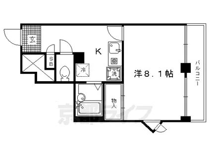 京阪電気鉄道鴨東線 出町柳駅 徒歩7分 5階建 築27年(1K/3階)の間取り写真