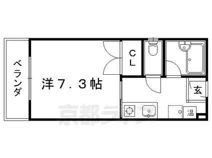 京福北野線 北野白梅町駅 徒歩13分 4階建 築31年(1K/1階)の間取り写真