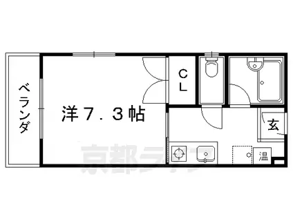 京福北野線 北野白梅町駅 徒歩13分 4階建 築31年(1K/2階)の間取り写真