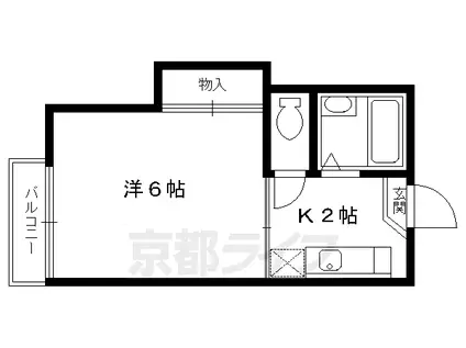 京都市烏丸線 今出川駅 徒歩8分 2階建 築40年(1K/2階)の間取り写真