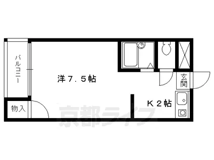 叡山電鉄 岩倉駅(京都) 徒歩7分 2階建 築32年(1K/1階)の間取り写真