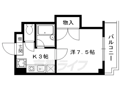 京都市烏丸線 北大路駅 徒歩8分 6階建 築29年(1K/5階)の間取り写真