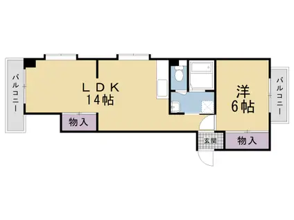 京都市烏丸線 北山駅(京都) 徒歩37分 3階建 築39年(1LDK/2階)の間取り写真