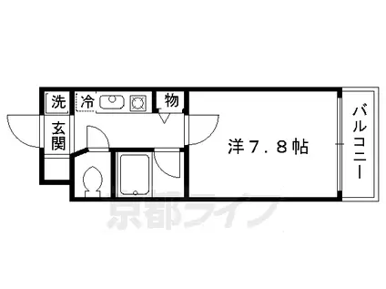 京福北野線 北野白梅町駅 徒歩23分 3階建 築22年(1K/3階)の間取り写真