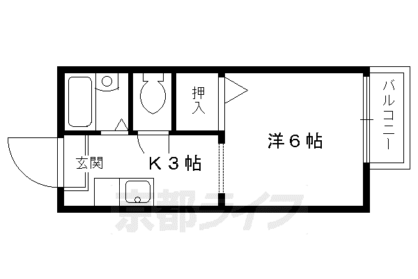 京阪電気鉄道鴨東線 出町柳駅 徒歩29分 2階建 築30年(1K/2階)の間取り写真