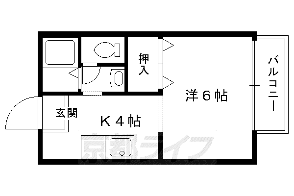 京阪電気鉄道鴨東線 出町柳駅 徒歩29分 2階建 築30年(1K/1階)の間取り写真