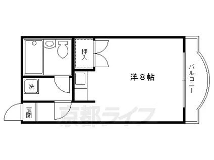 京都市烏丸線 北山駅(京都) 徒歩12分 4階建 築39年(ワンルーム/4階)の間取り写真