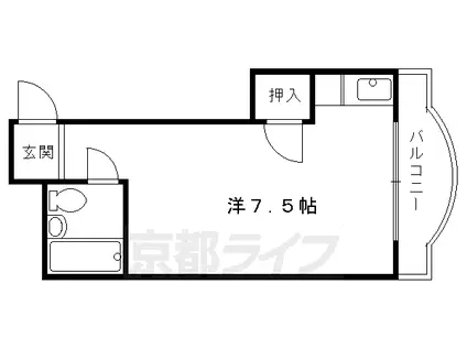 京都市烏丸線 北山駅(京都) 徒歩12分 4階建 築40年(ワンルーム/2階)の間取り写真