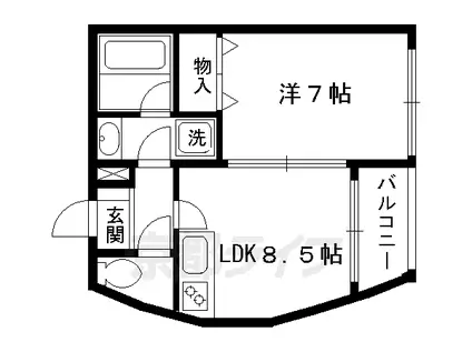 京都市烏丸線 北大路駅 徒歩18分 4階建 築35年(1LDK/3階)の間取り写真