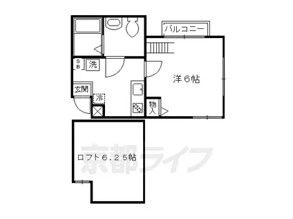 ロフティ同志社北(1K/2階)の間取り写真