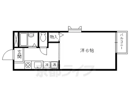 叡山電鉄 一乗寺駅 徒歩2分 2階建 築25年(1K/2階)の間取り写真