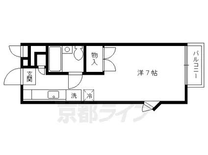 京都市烏丸線 北大路駅 徒歩18分 2階建 築36年(1K/1階)の間取り写真