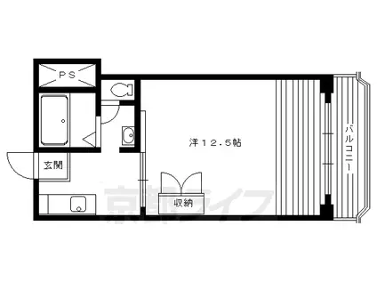 京都市烏丸線 鞍馬口駅 徒歩19分 6階建 築53年(1K/6階)の間取り写真