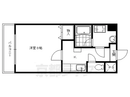 叡山電鉄 一乗寺駅 徒歩3分 5階建 築21年(1K/2階)の間取り写真