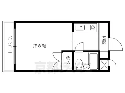 叡山電鉄 茶山・京都芸術大学駅 徒歩4分 3階建 築39年(1K/3階)の間取り写真