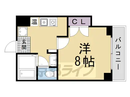 京都市烏丸線 北山駅(京都) 徒歩13分 4階建 築40年(1K/4階)の間取り写真