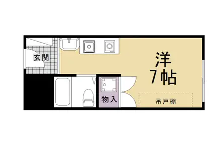 京都市烏丸線 北大路駅 徒歩27分 2階建 築41年(1K/1階)の間取り写真