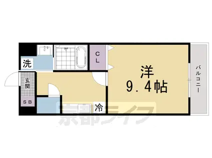 京福北野線 北野白梅町駅 徒歩13分 3階建 築23年(1K/2階)の間取り写真