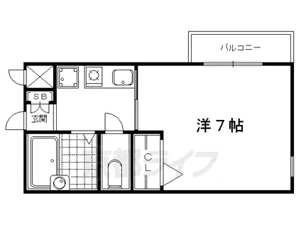 叡山電鉄 元田中駅 徒歩3分 3階建 築28年(1K/2階)の間取り写真
