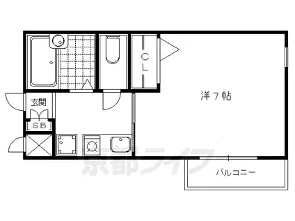 叡山電鉄 元田中駅 徒歩3分 3階建 築28年(1K/2階)の間取り写真