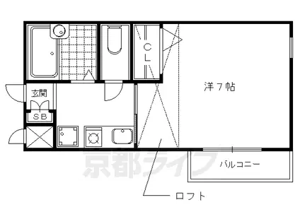 叡山電鉄 元田中駅 徒歩3分 3階建 築28年(1K/3階)の間取り写真