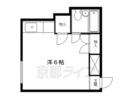 叡山電鉄 元田中駅 徒歩10分 2階建 築50年(ワンルーム/2階)の間取り写真