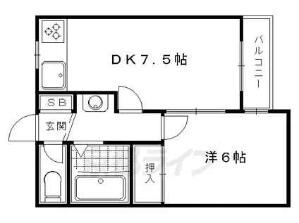 シャトレ修学院(1DK/2階)の間取り写真
